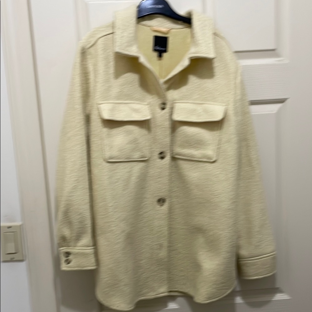 Reitmans Pale Yellow Button-Front Shacket Jacket (sz lg)